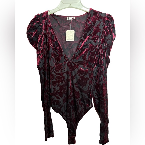 NWT Intimately Free People Magic Hour Velvet Bodysuit Burgundy holiday b… - Picture 5 of 10